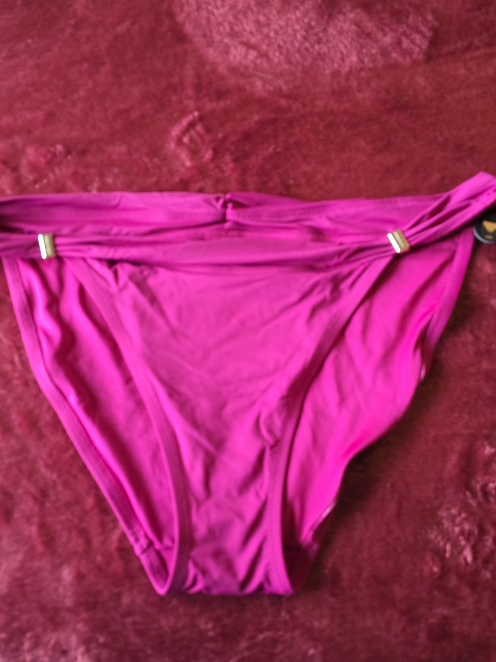 Victoria's Secret Hot Pink Bikini Bottom with Gold Accents